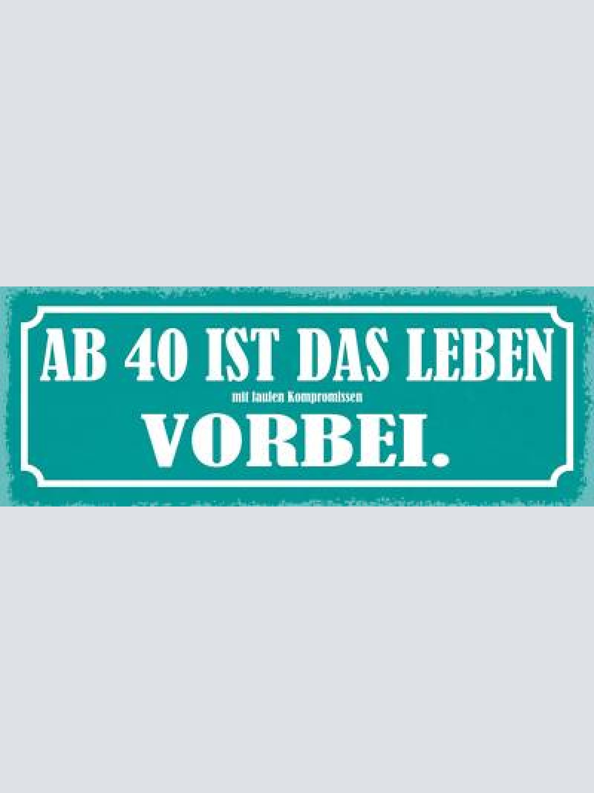 Schild ab 40 ist das leben mit faulen kompromissen vorbei 27x10 blech od.holz