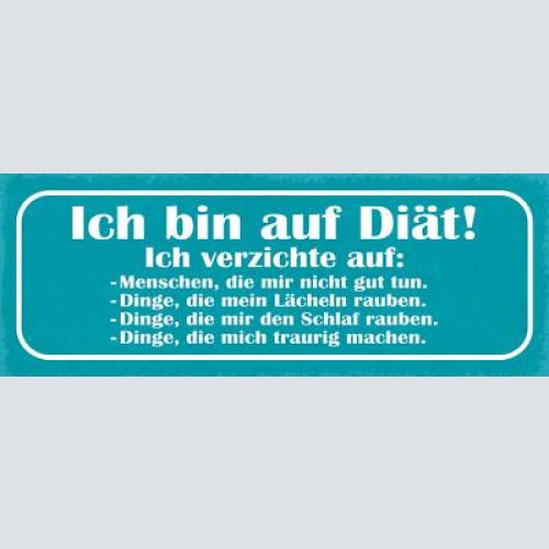Schild ich bin auf diät verzichte auf menschen die mir nicht gut tun dinge 27x10