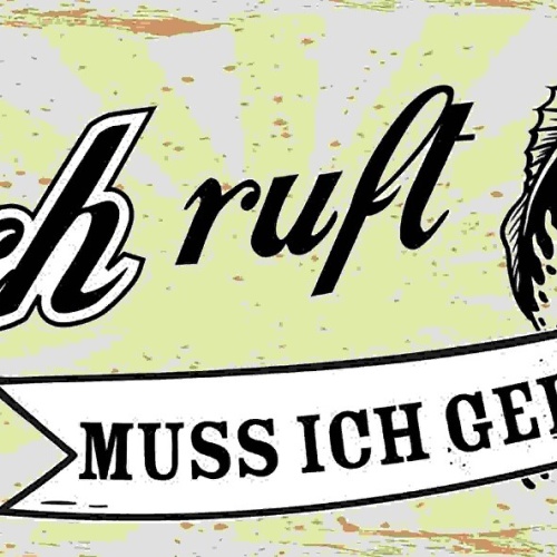 Schild Wenn Der Fisch Ruft Muss Ich Gehen Angler Fischen 27x10 Blech od.Holz