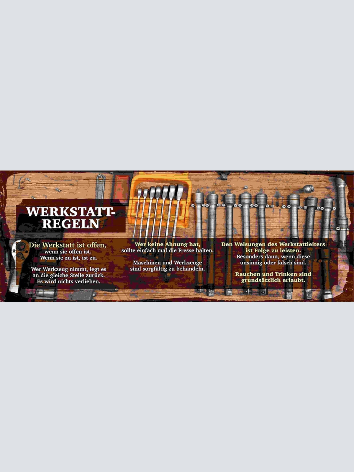 Schild Werkstatt Regeln Offen Zu Werkzeug Ahnung Weisungen 27x10 Blech od.Holz