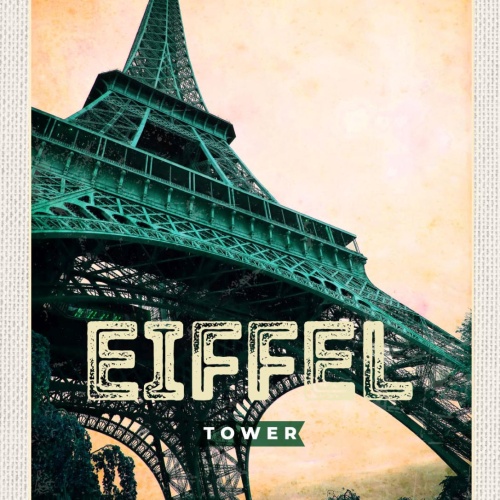Schild Eiffel Tower Turm France Paris Frankreich 12x18 20x0 30x40 Blech od. Holz