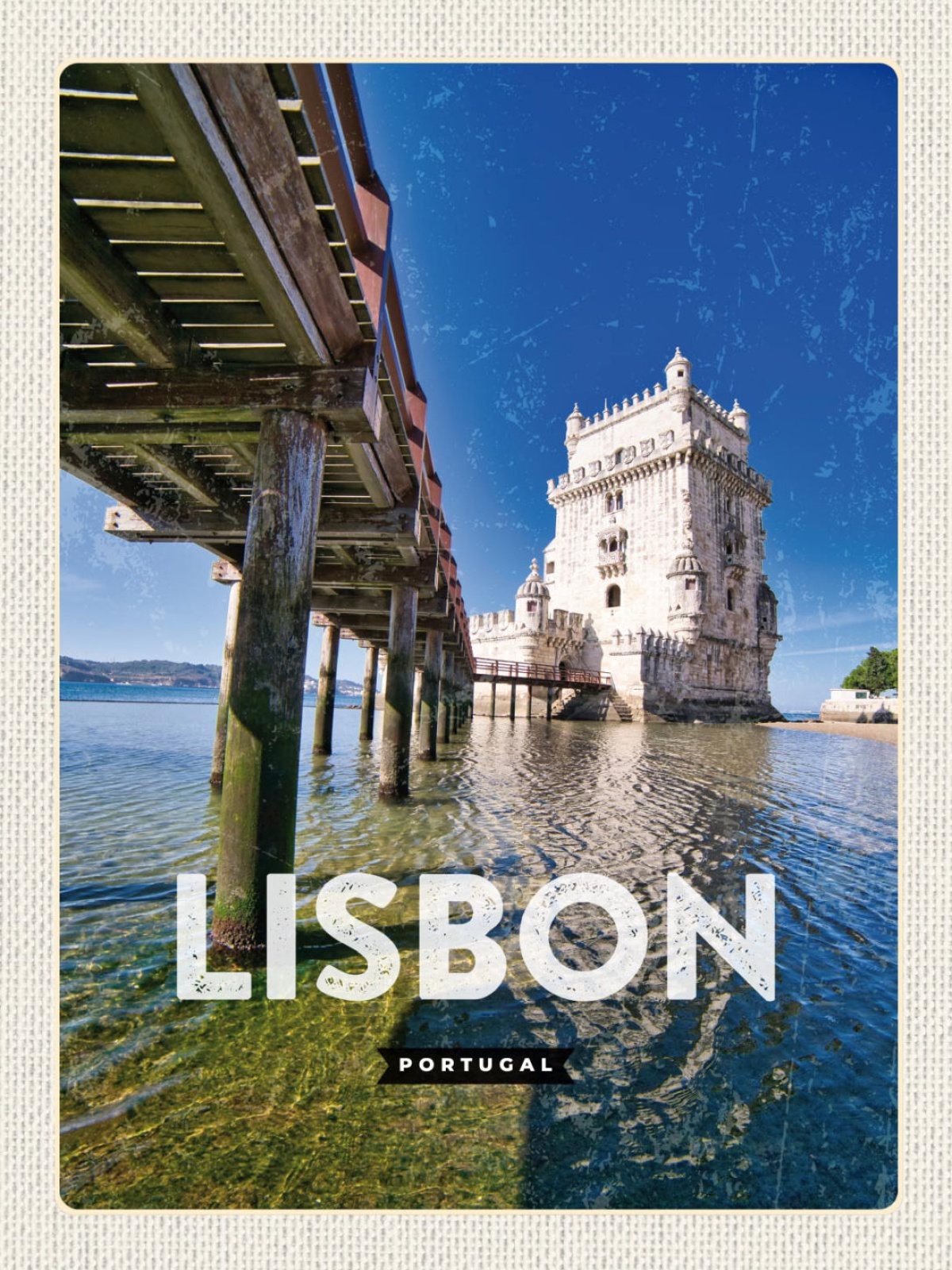 Schild Lisbon Lissabon Portugal Belém Tower Turm 12x18 20x30 30x40 Blech/Holz