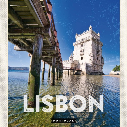 Schild Lisbon Lissabon Portugal Belém Tower Turm 12x18 20x30 30x40 Blech/Holz