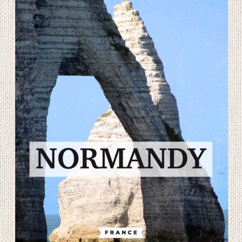 Schild Normandy France Normandie Frankreich Küste 12x18 20x30 30x40 Blech/Holz