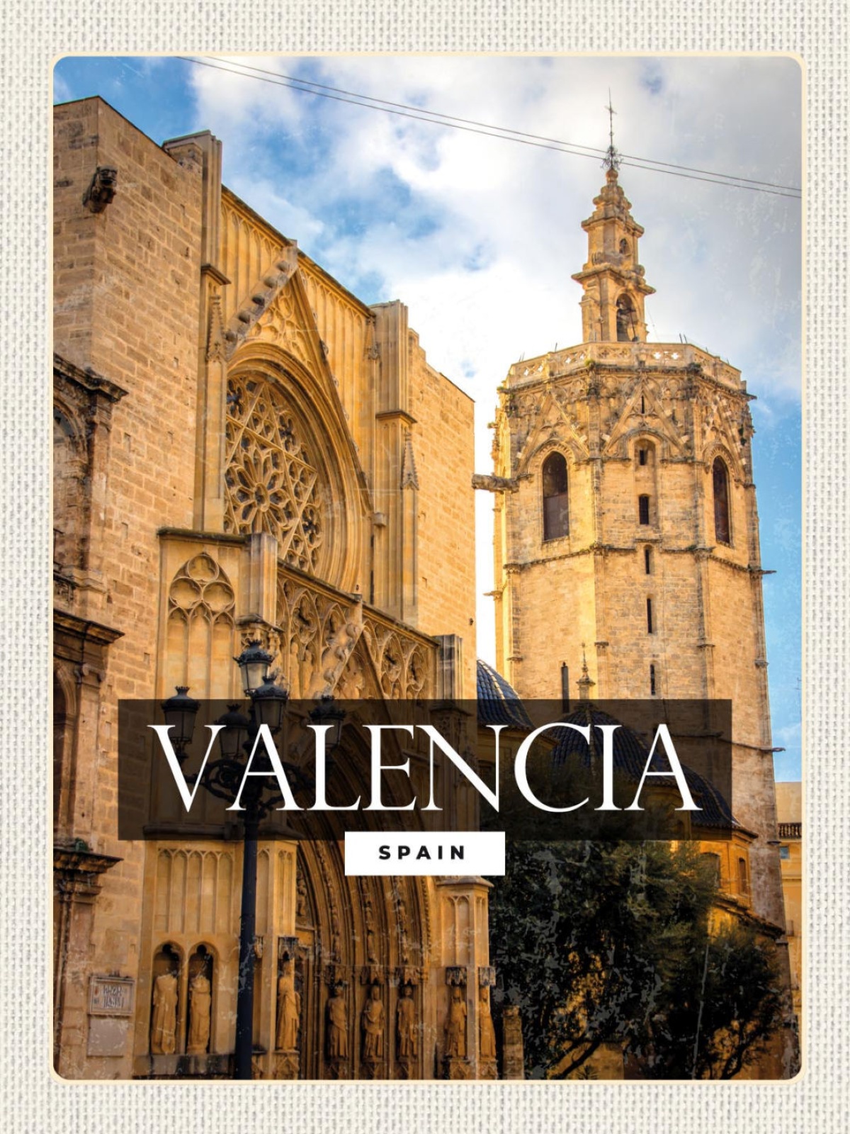 Schild Valencia Spain Spanien Miguelete Turm 12x18 20x30 30x40 Blech od. Holz