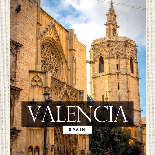 Schild Valencia Spain Spanien Miguelete Turm 12x18 20x30 30x40 Blech od. Holz