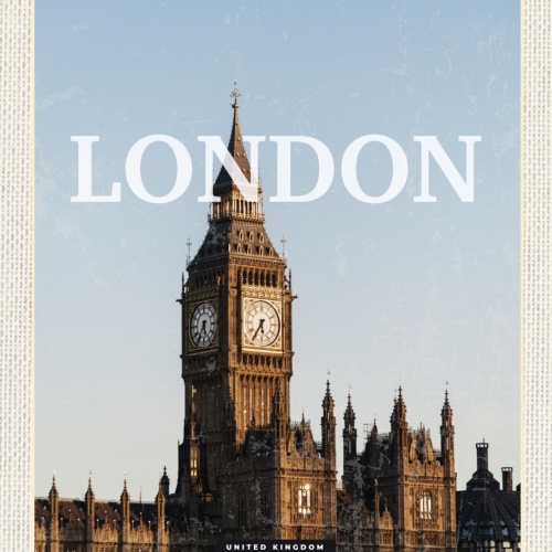 Schild London United Kingdom Big Ben Großbritannien 12x18 20x30 30x40 Blech/Holz