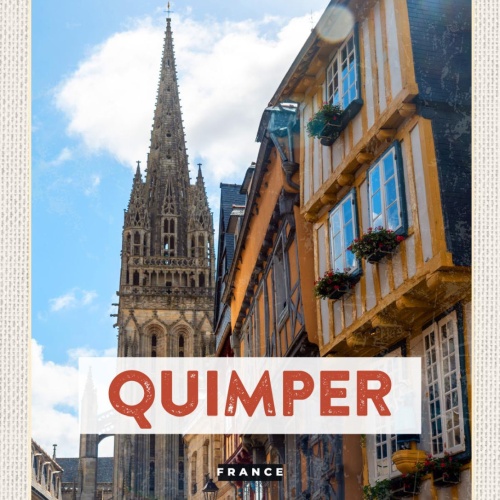 Schild Quimper France Frankreich Kathedrale 12x18 20x30 30x40 Blech od. Holz