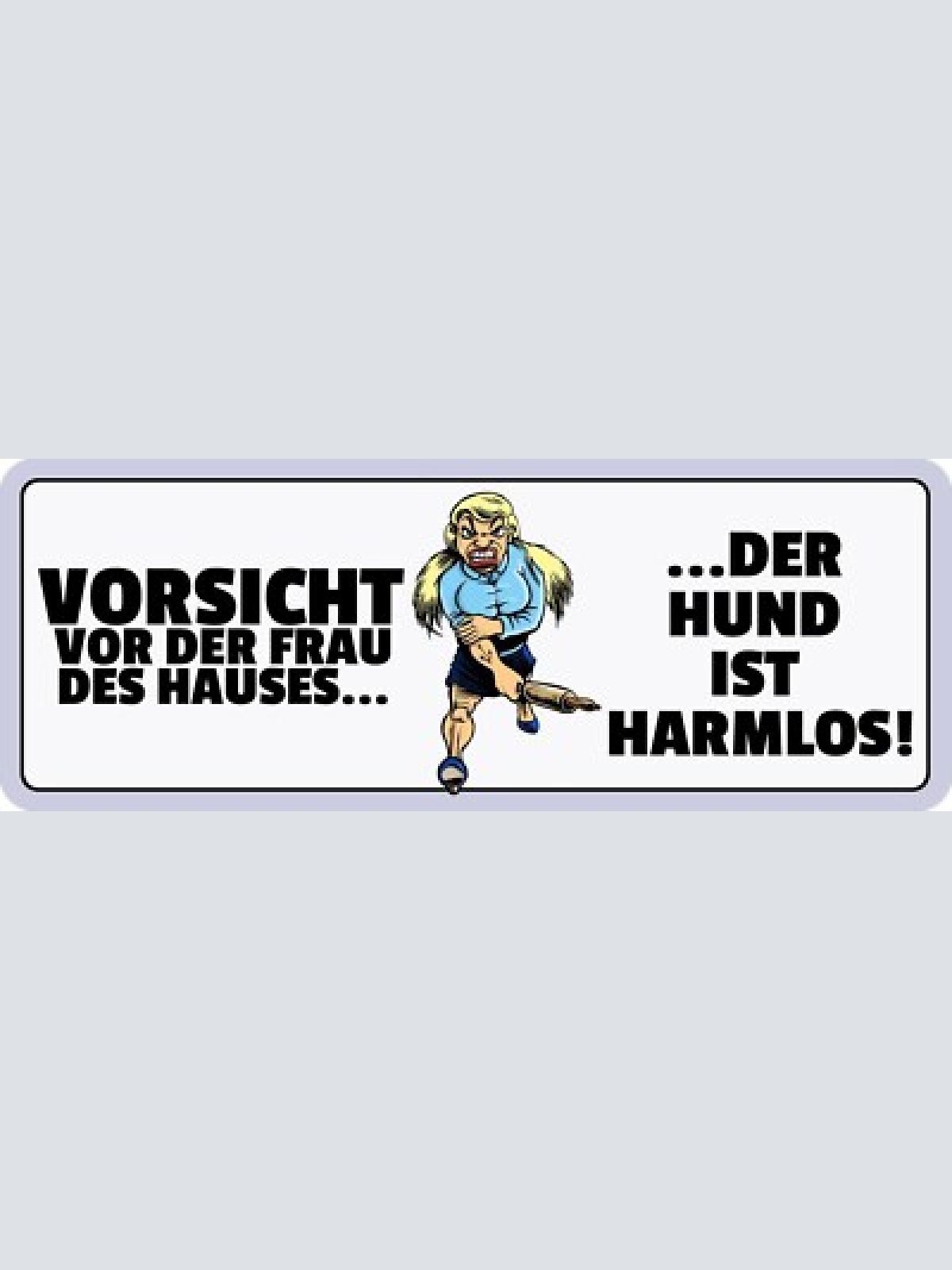Schild vorsicht vor der frau des hauses der hund ist harmlos 27x10 blech od.holz