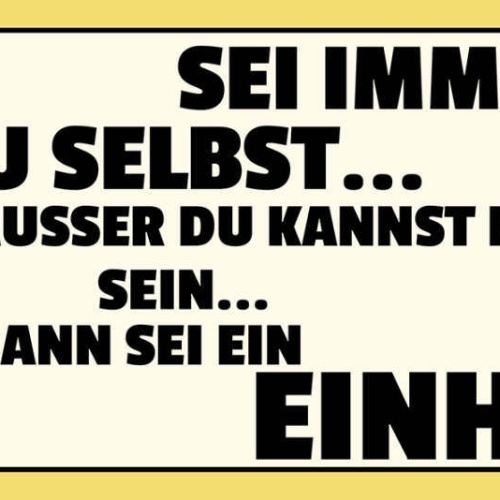 Schild Sei Immer Du Selbst Ausser Du Kannst Ein Einhorn Sein Dann Sei 27 x 10