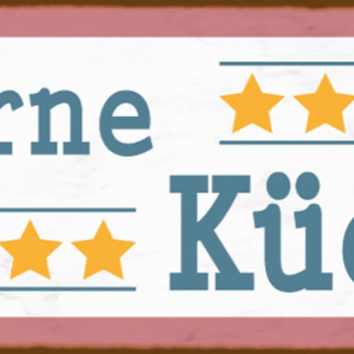 Schild Sterne Küche Restaurant Kochen Wohnung Essen 27 x 10 Blech od. Holz