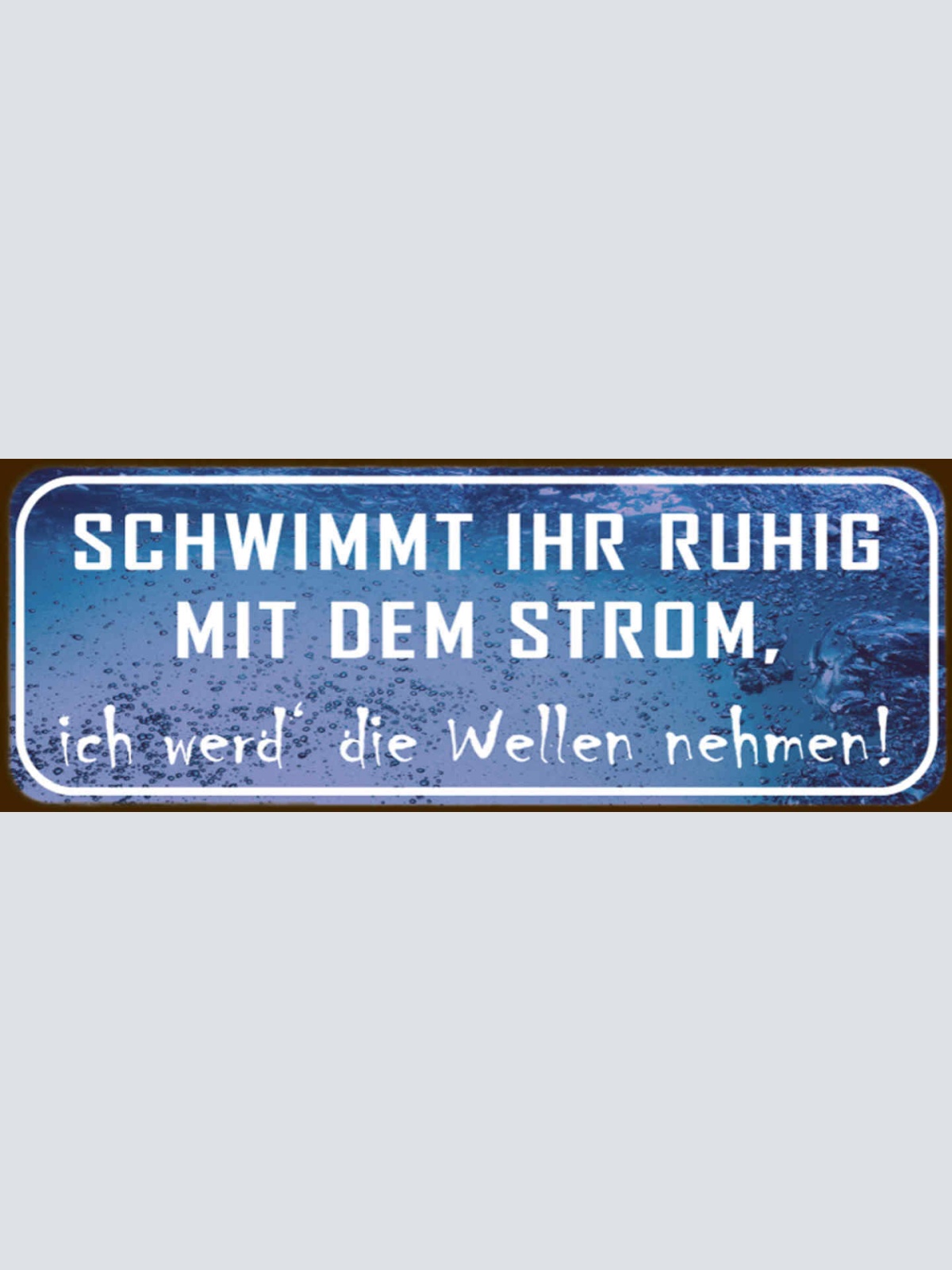 Schild Schwimmt Ihr Ruhig Mit Dem Strom Ich Werd Die Welle Nehmen 27 x 10