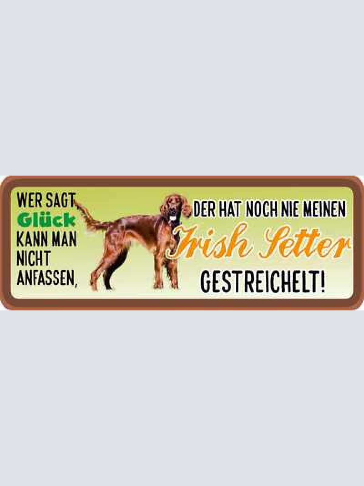 Schild wer sagt glück kann man nicht anfassen nie irish setter gestreichelt hund