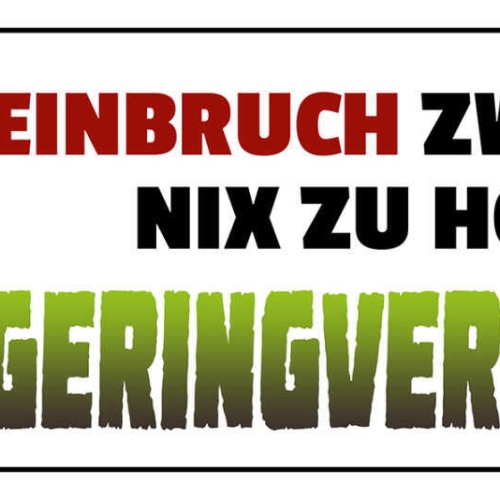 Schild Einbruch Zwecklos Nichts Zu Holen Geringverdiener 27 x 10 Blech od. Holz