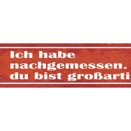Schild Ich Habe Nachgemessen Du Bist Großartig Super Nett 46 x 10 Blech od. Holz