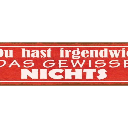 Schild Du Hast Irgendwie Das Gewisse Nichts Beleidigung 46 x 10 Blech od. Holz