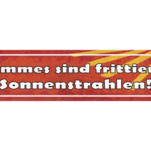 Schild Pommes Sind Fritierte Sonnenstrahlen Frites WC 46 x 10 Blech od. Holz