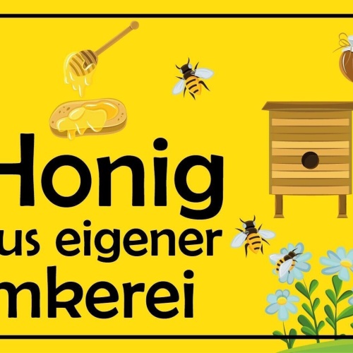 Schild Honig Imkerei Verkauf Biene Stand 12x18 / 20x30 / 30x40 Blech od. Holz