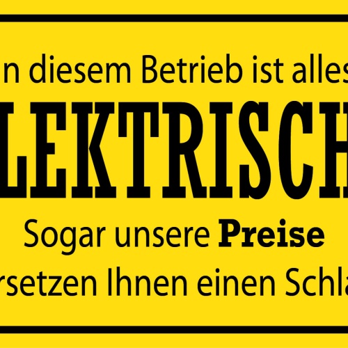 Schild Betrieb Elektrisch Preise Firma 12x18 / 20x30 / 30x40 Blech od. Holz