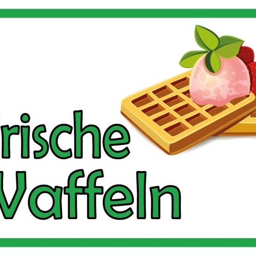 Schild Frische Waffeln Imbiss Verkauf Stand 12x18 / 20x30 / 30x40 Blech od. Holz