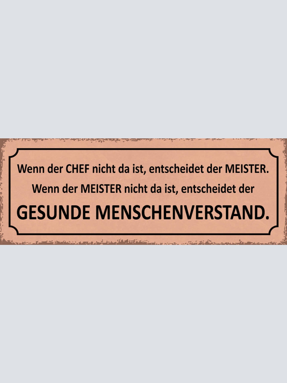 Schild Wenn Der Chef Nicht Da Ist Entscheidet Meister Gesunde Menschenverstand