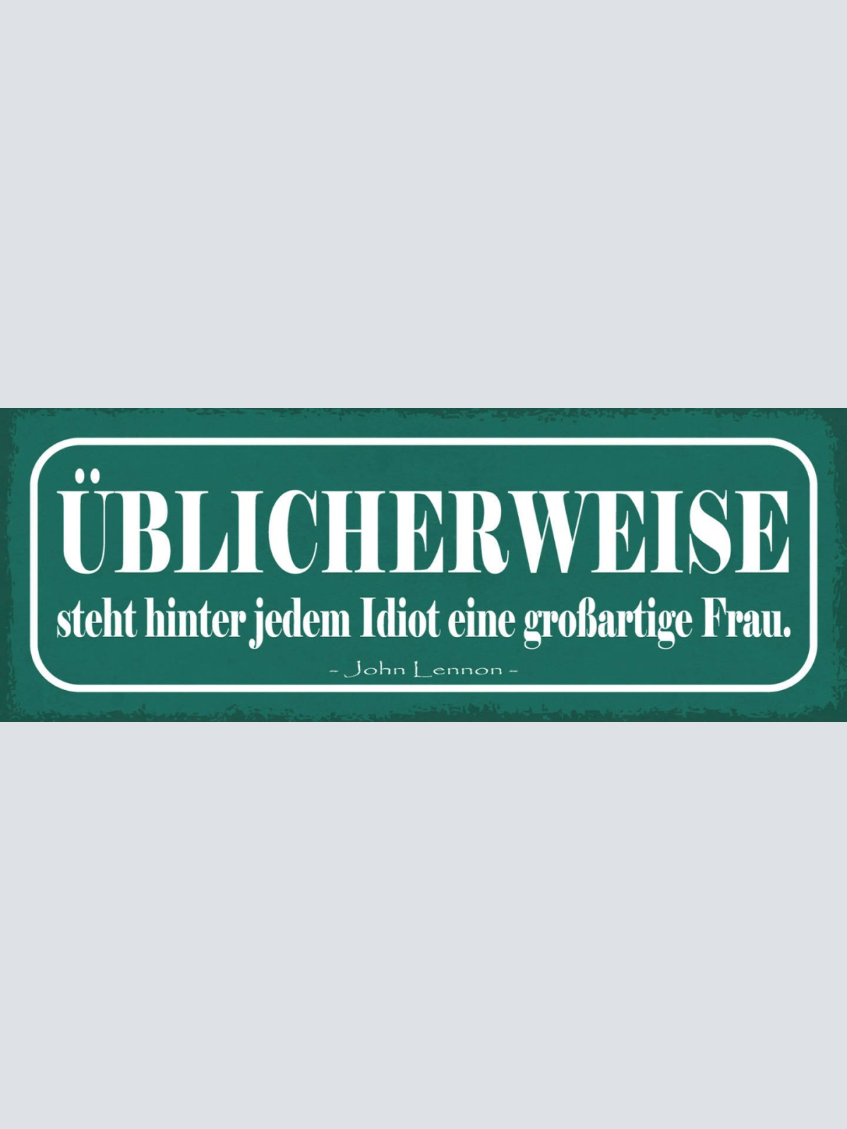 Schild Üblicherweise Steht Hinter Jedem Idiot Eine Großartige Frau Lennon 27x10