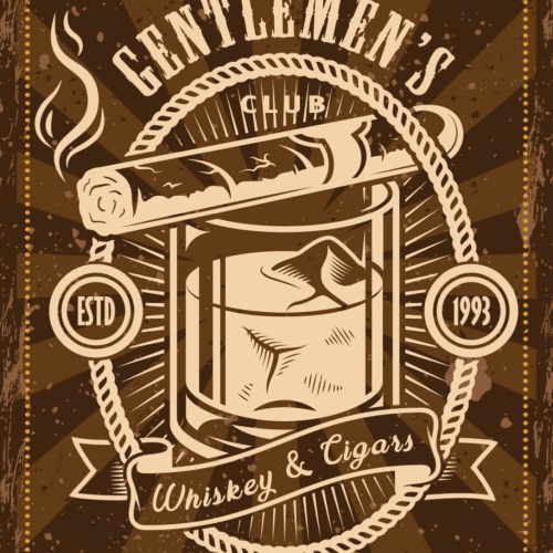 Schild Gentlemen's Club Whiskey Cigars Alkohol 12x18 20x30 30x40 Blech/Holz