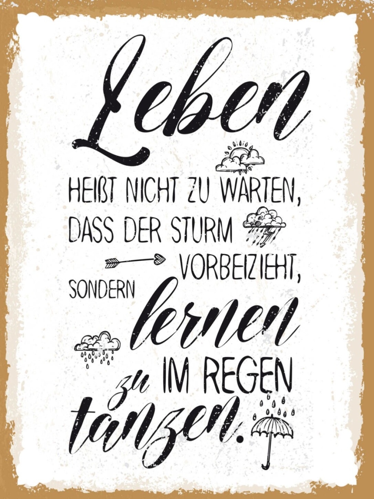 Schild Leben Sturm Vorbeizieht Im Regen Tanzen 12x18 20x30 30x40 Blech/Holz