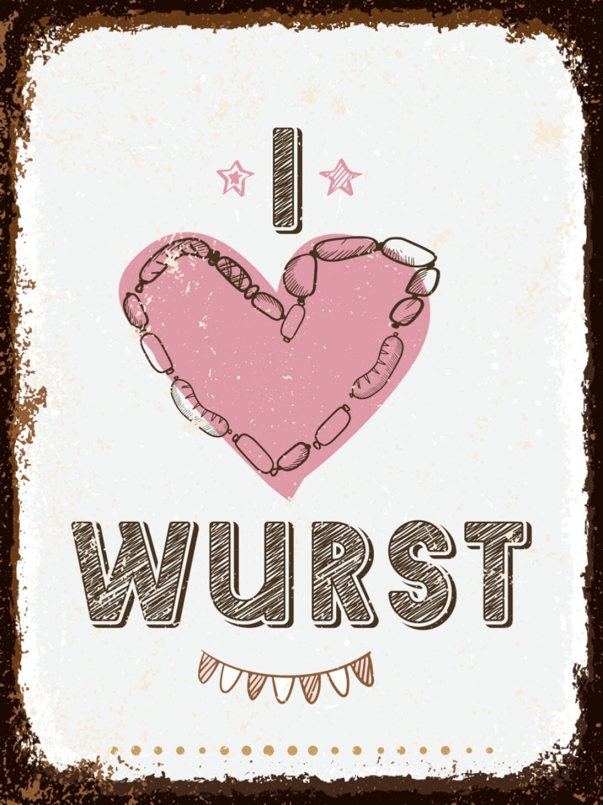 Schild I ❤️ Wurst Ich Liebe Lieblingsessen Essen 12x18 20x30 30x40 Blech/Holz