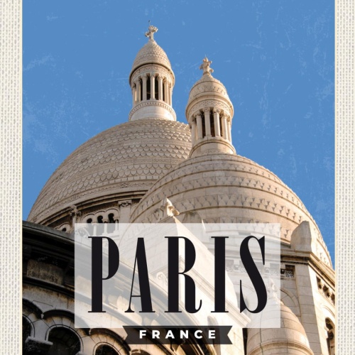 Schild Paris France Frankreich Sacré-Cœur 12x18 20x30 30x40 Blech od. Holz