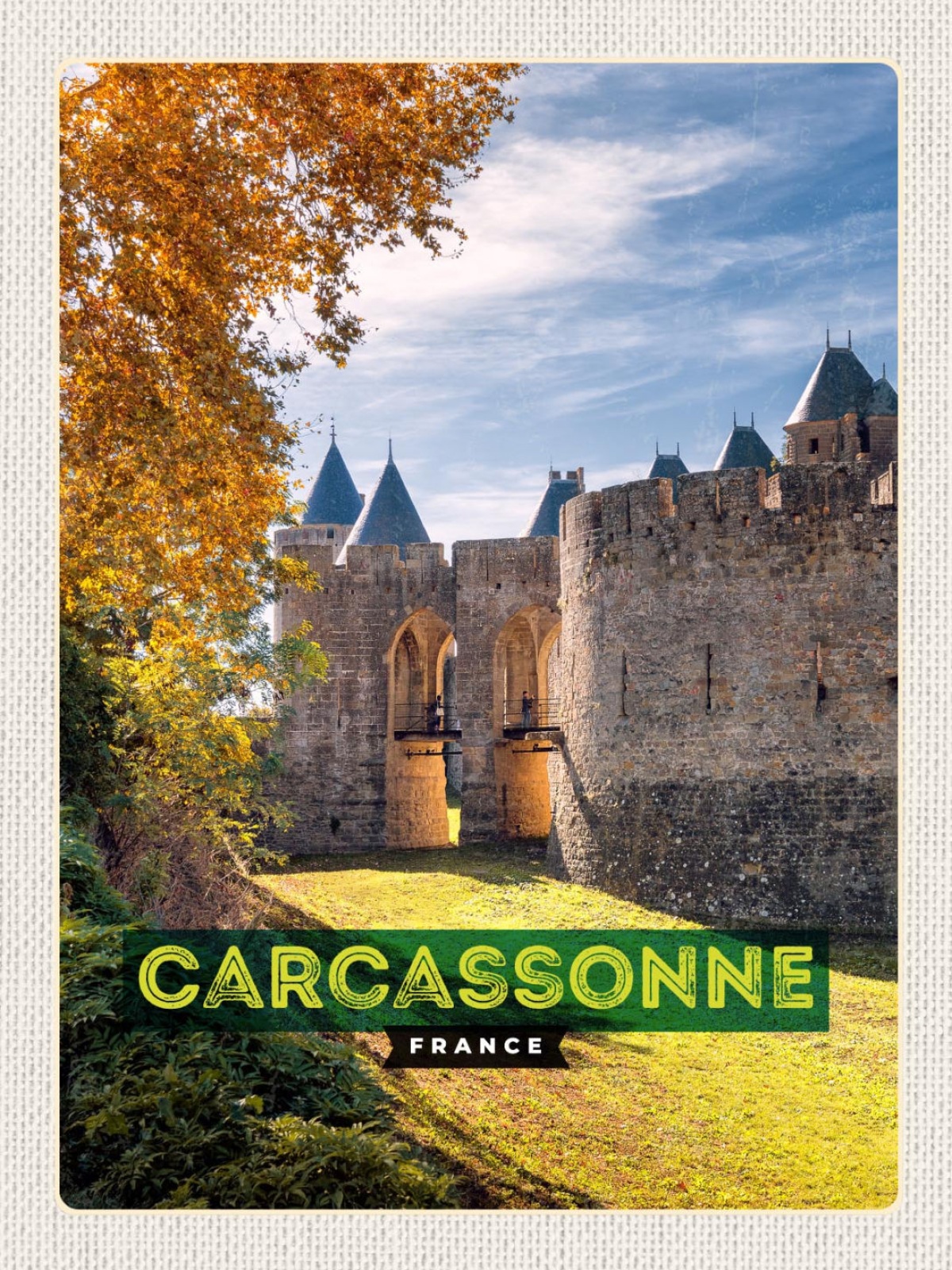 Schild Carcassonne France Frankreich Burg 12x18 20x30 30x40 Blech od. Holz