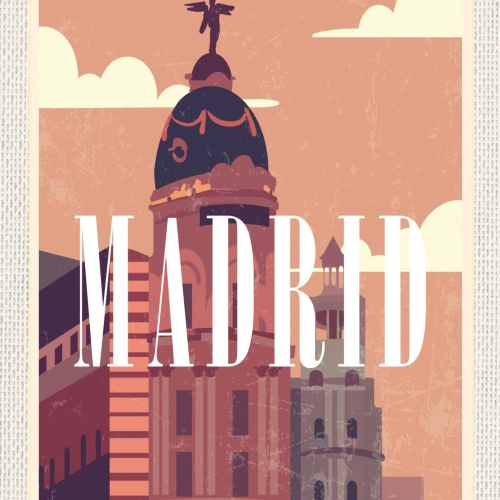 Schild Madrid Spanien Stadt Spain Illustration 12x18 20x30 30x40 Blech od. Holz