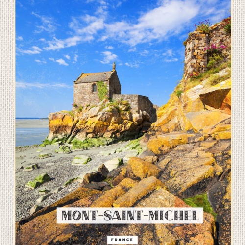 Schild Mont-Saint-Michel France Frankreich Insel 12x18 20x30 30x40 Blech/Holz