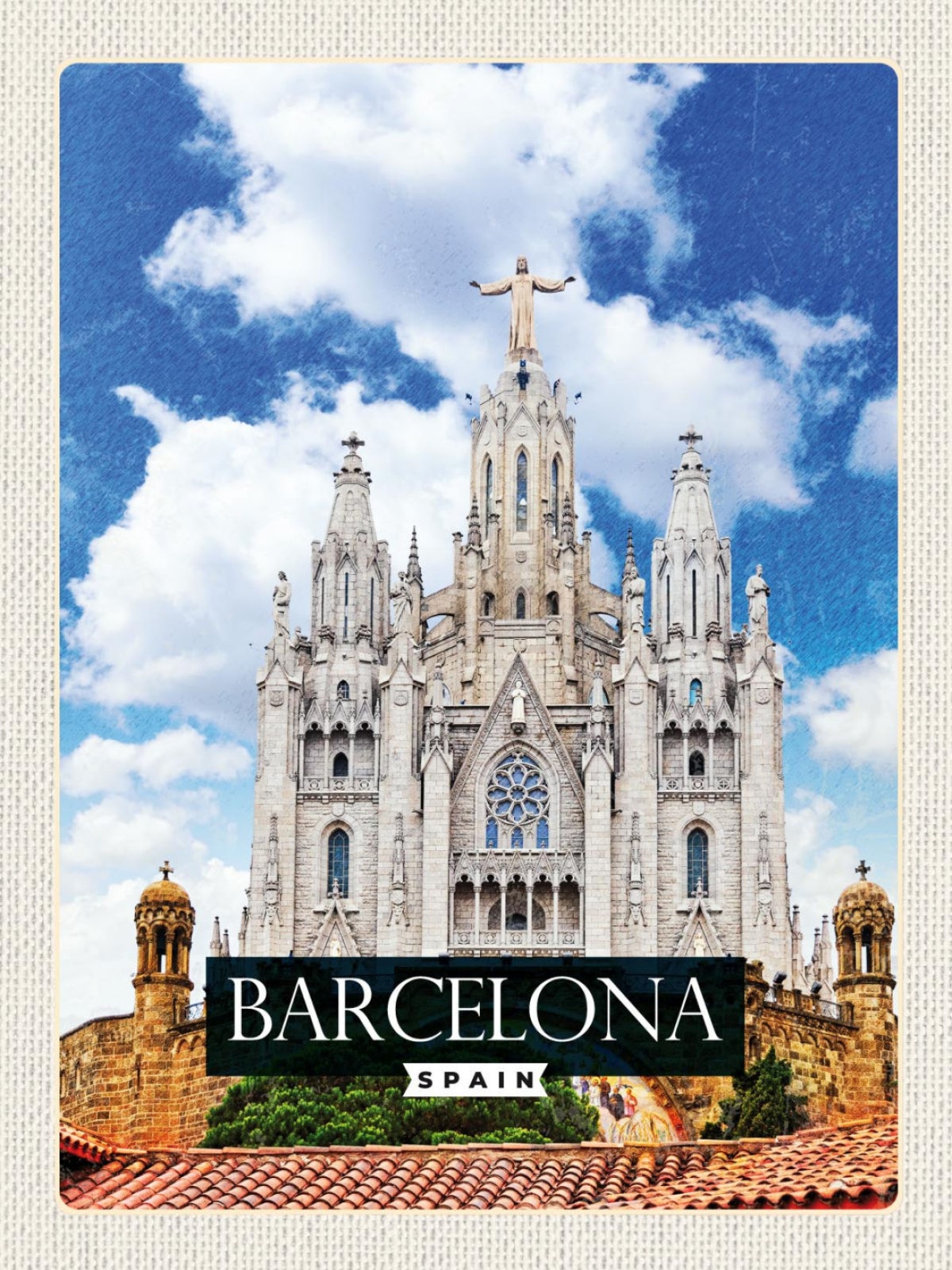 Schild Barcelona Spain Spanien Tempel Sagrat Cor 12x18 20x30 30x40 Blech/Holz