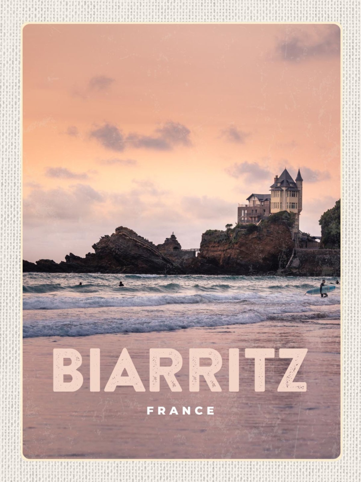 Schild Biarritz France Frankreich Küste Meer 12x18 20x30 30x40 Blech od. Holz