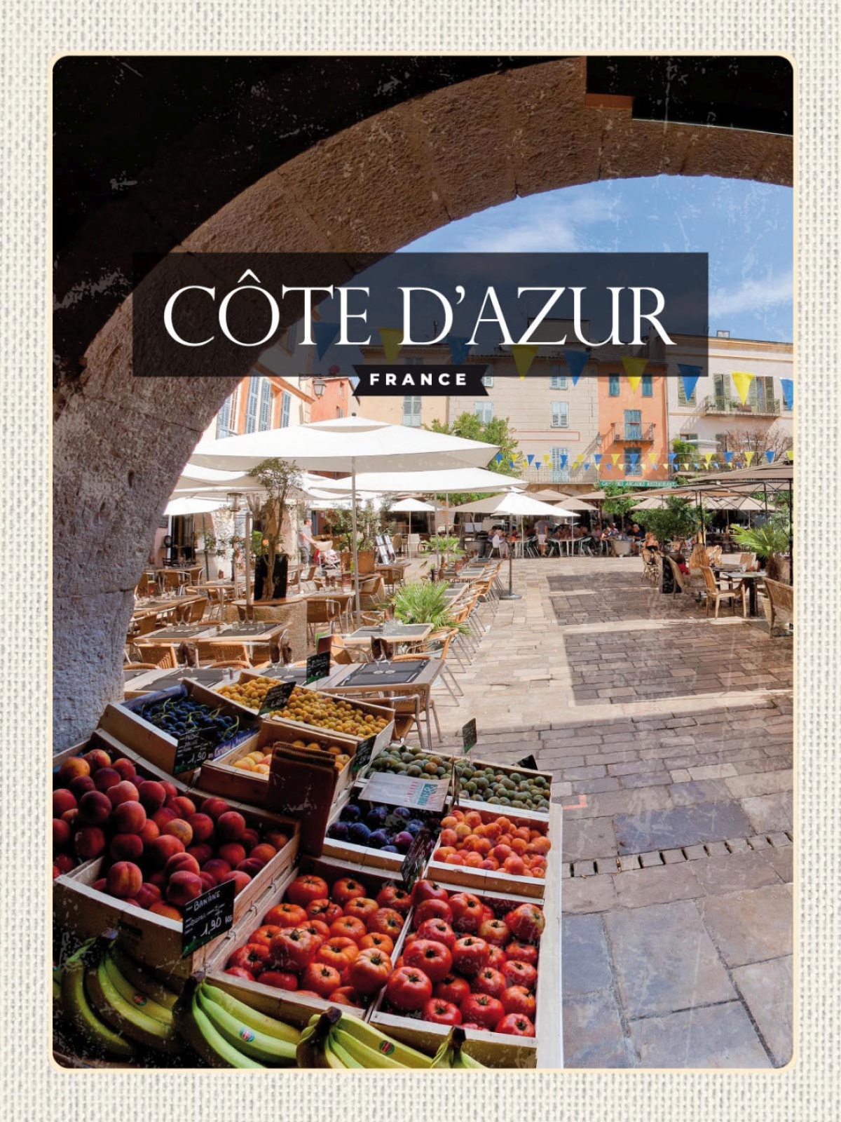 Schild Côte d’Azur France Frankreich Stadt Markt 12x18 20x0 30x40 Blech od. Holz