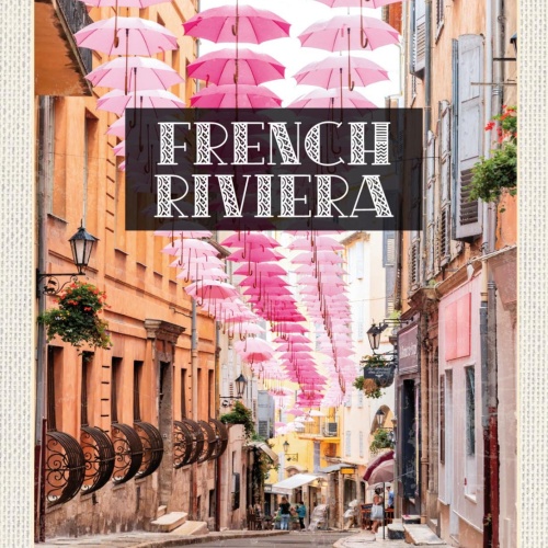 Schild French Rivera Côte d’Azur Frankreich Schirme 12x18 20x30 30x40 Blech/Holz