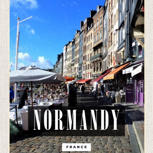 Schild Normandy France Normandie Frankreich Hafen 12x18 20x30 30x40 Blech/Holz