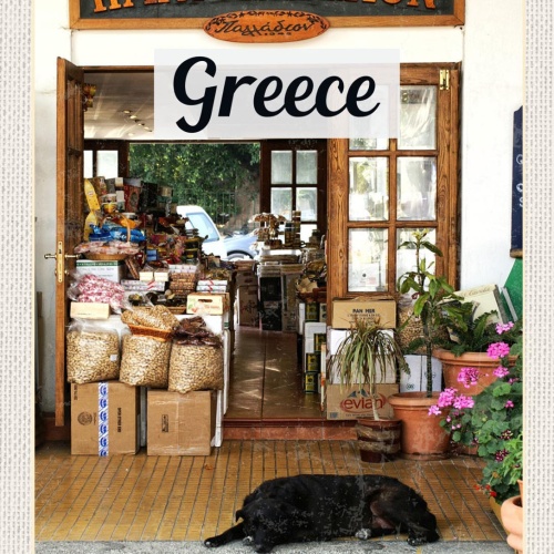 Schild Greece Griechenland Geschäft Laden Hund 12x18 20x30 30x40 Blech/Holz