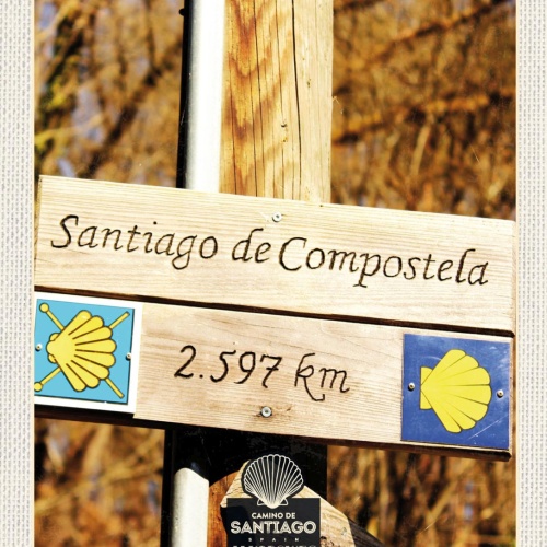 Schild Camino De Santiago Jakobsweg Wegweiser ESP 12x18 20x30 30x40 Blech/Holz