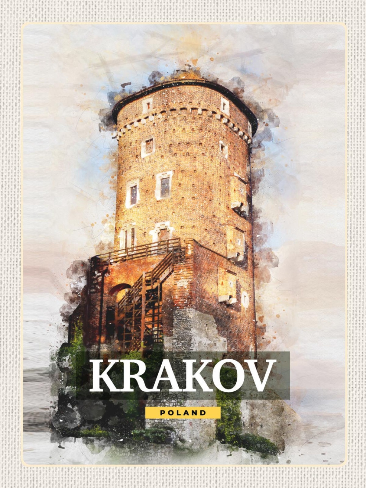 Schild Krakov Poland Krakau Polen Wawel Burg Turm 12x18 20x30 30x40 Blech/Holz