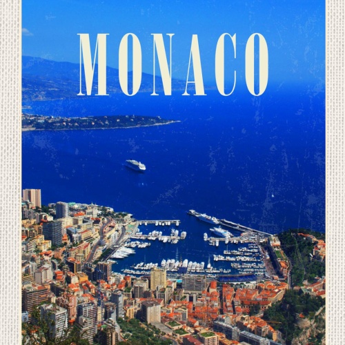 Schild Monaco Fürstentum Stadt Hafen Monte Carlo 12x18 20x30 30x40 Blech/Holz