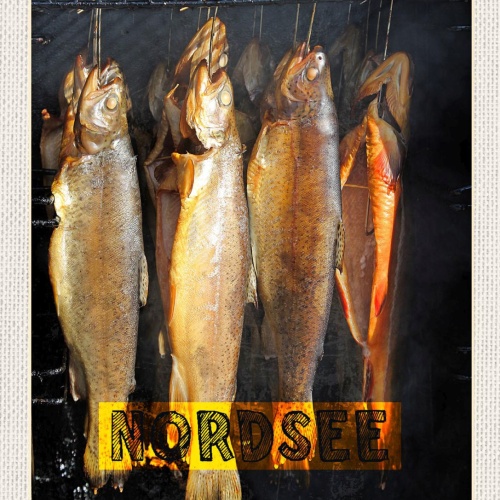 Schild Nordsee Küste Strand Fische Fang Meer D EU 12x18 20x30 30x40 Blech/Holz