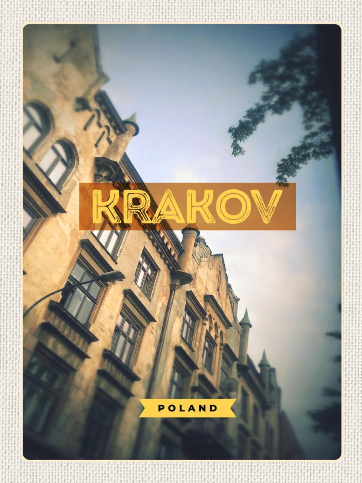 Schild Krakov Poland Krakau Polen Stadt Gebäude 12x18 20x30 30x40 Blech/Holz