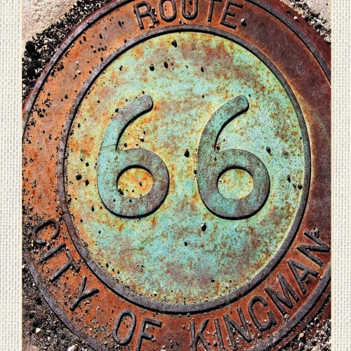 Schild Route 66 Kanaldeckel Kingman AZ Highway USA 12x18 20x30 30x40 Blech/Holz