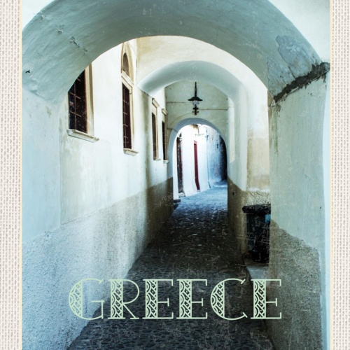Schild Greece Griechenland Durchgang Gasse Stadt 12x18 20x30 30x40 Blech/Holz