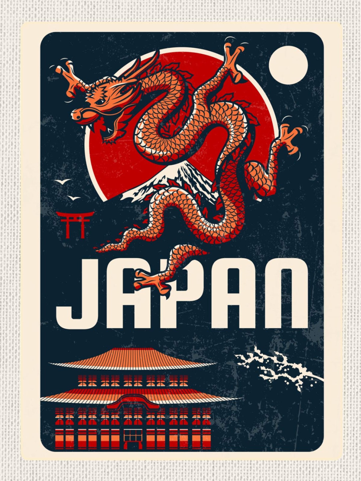 Schild Japan Tempel Drache Mount Fuji Berg Torii 12x18 20x30 30x40 Blech/Holz