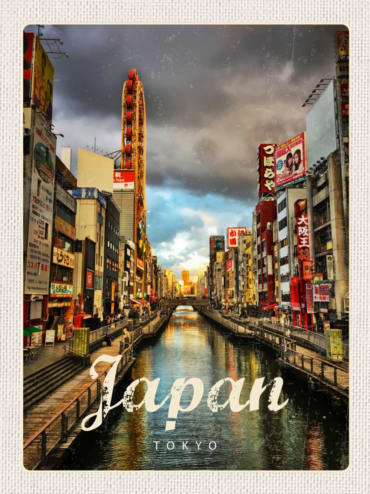 Schild Japan "Tokyo" Osaka Dotonbori Fluss 12x18 20x30 30x40 Blech/Holz