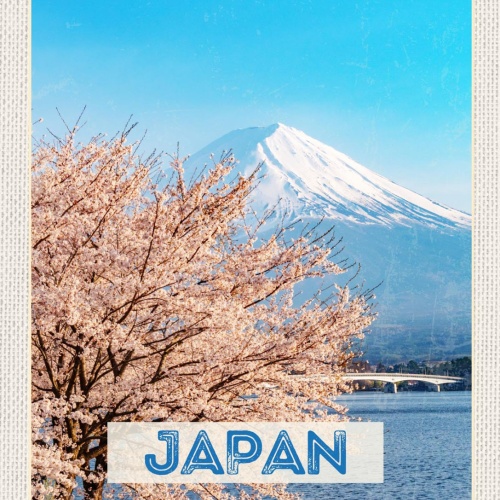Schild Japan Mt. Fuji Yama Berg Sakura Kirschblüte 12x18 20x30 30x40 Blech/Holz