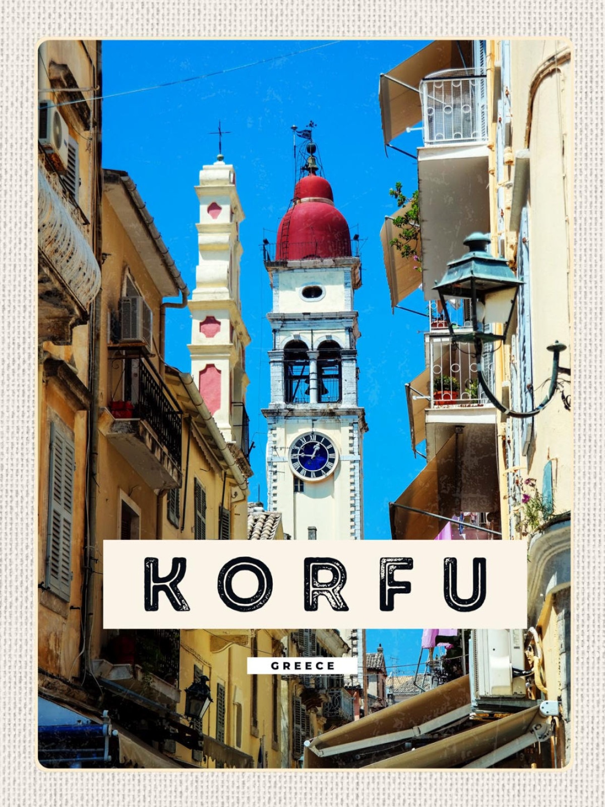 Schild Korfu Greece Griechenland St.Spyridon Kirche 12x18 20x30 30x40 Blech/Holz